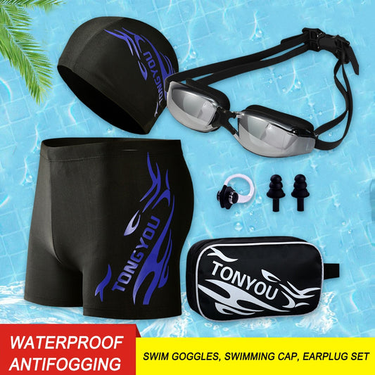 Anti-Fog UV Protection Swimming Goggles Swimwear Professional Swim Goggles Hat Earplug Set Waterproof - acfitpro