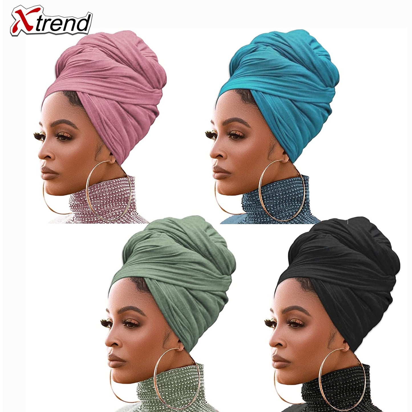 4 Pieces Stretch Head Scarfs Headbands  Soft Breathable Head Wraps for Women - acfitpro