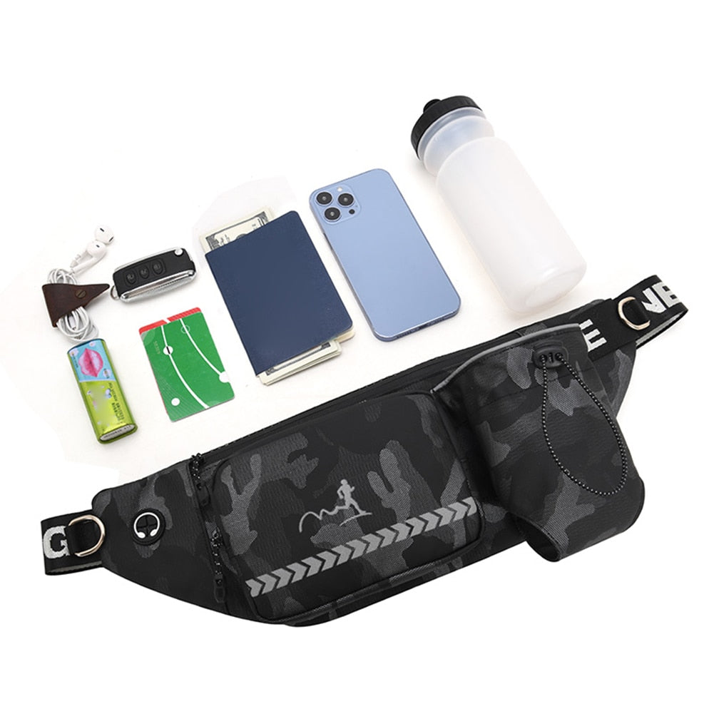 Belt Mobile Phone Bag Portable Sports Waist Pack Reflective Water Bottle Holder Waterproof for Travel Hiking Running Sports - acfitpro