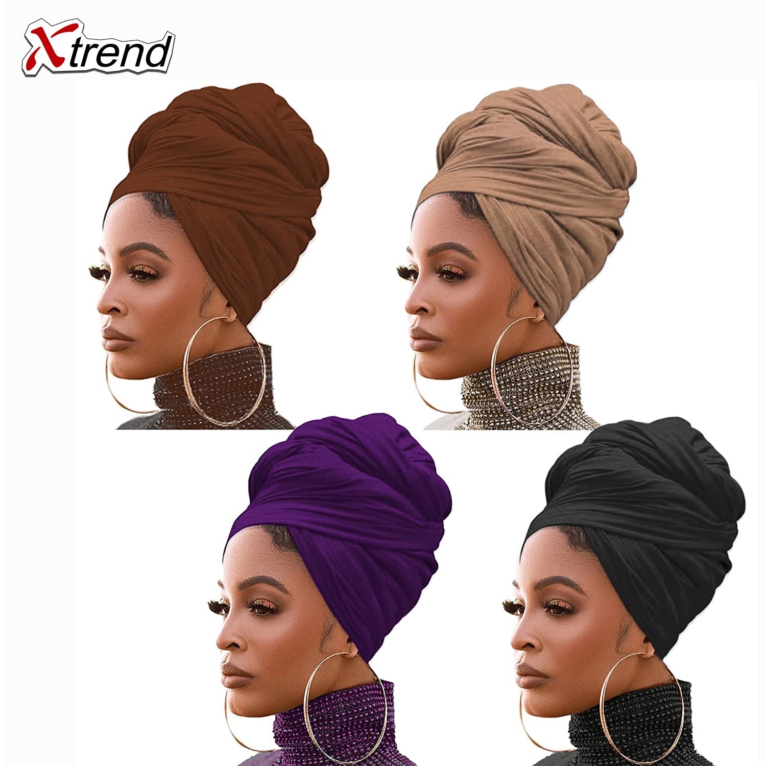 4 Pieces Stretch Head Scarfs Headbands  Soft Breathable Head Wraps for Women - acfitpro