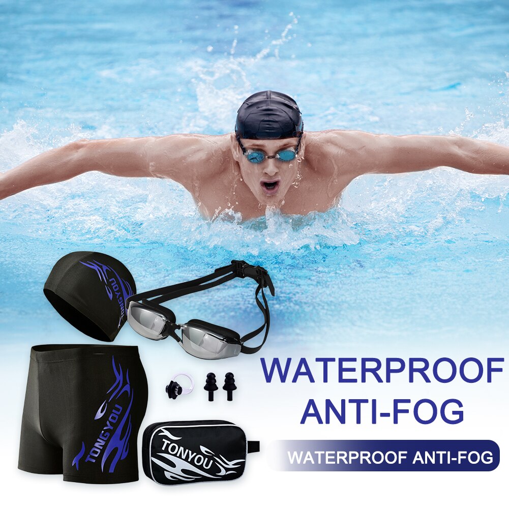 Anti-Fog UV Protection Swimming Goggles Swimwear Professional Swim Goggles Hat Earplug Set Waterproof - acfitpro