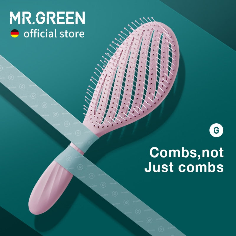 MR.GREEN Hollow Out Hair Brush Scalp Massage Combs Hair Styling Detangler - acfitpro