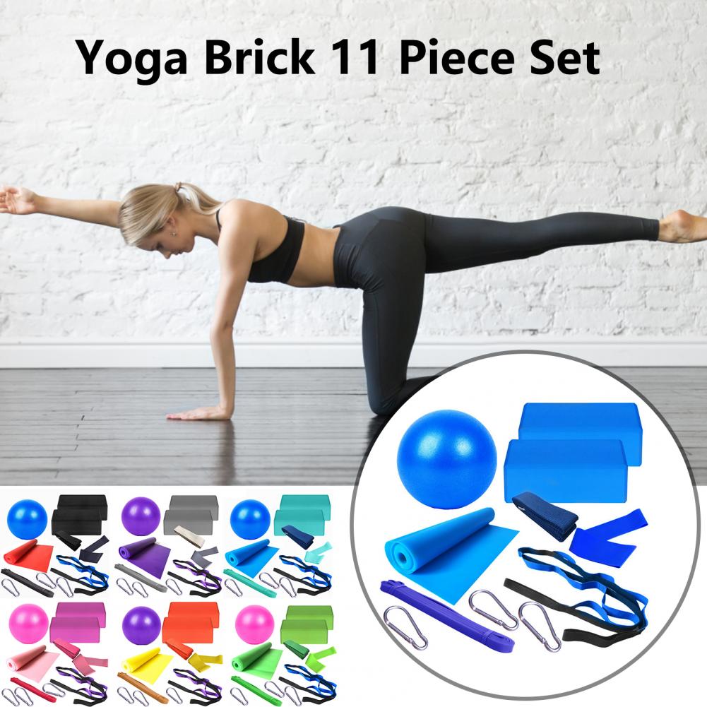 High Bounce Plastic  Yoga Block Belt 11 Pieces Set Fitness Equipment - acfitpro