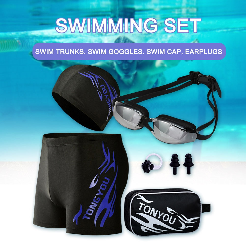 Anti-Fog UV Protection Swimming Goggles Swimwear Professional Swim Goggles Hat Earplug Set Waterproof - acfitpro