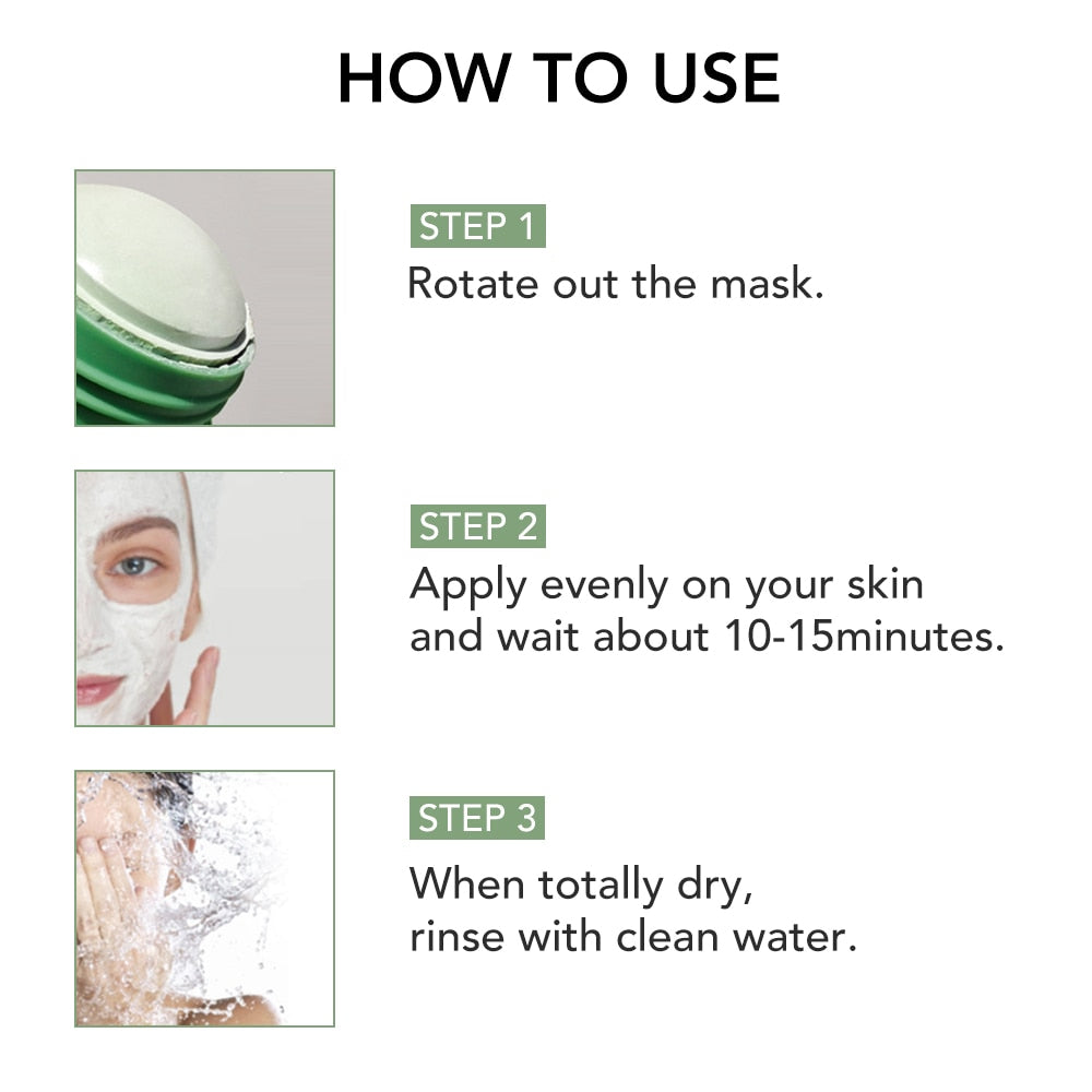 Green Tea Mask Stick Blackhead Remover Clay Face Mask Oil Control Acne Remover Pore Cleansing Purifying Detoxifying Skin Care - acfitpro