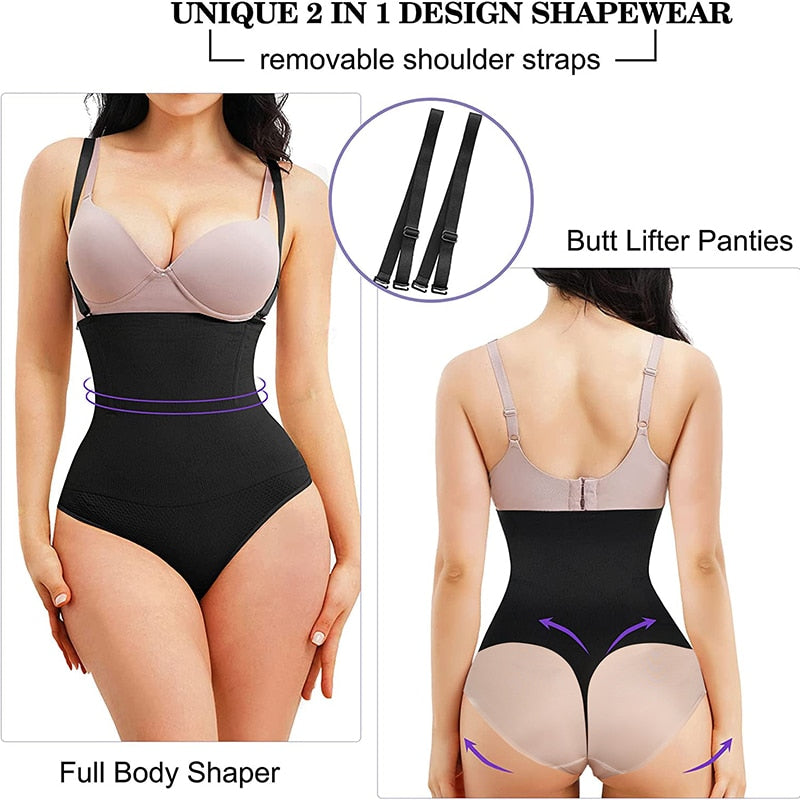 Shapewear Thong Waist Trainer Corset Open Bust Body Shaper Seamless Invisible Bodysuit Slimming Belly Underwear - acfitpro