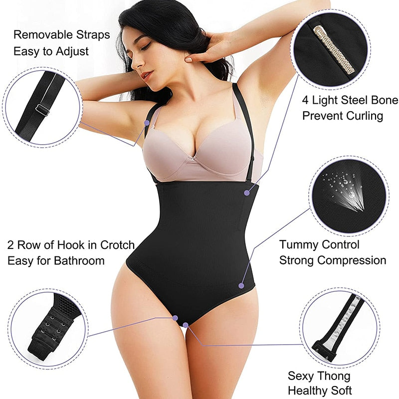 Shapewear Thong Waist Trainer Corset Open Bust Body Shaper Seamless Invisible Bodysuit Slimming Belly Underwear - acfitpro