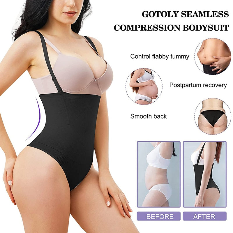 Shapewear Thong Waist Trainer Corset Open Bust Body Shaper Seamless Invisible Bodysuit Slimming Belly Underwear - acfitpro